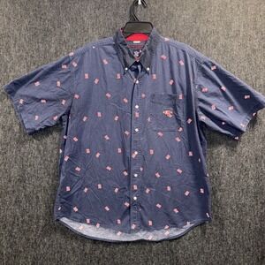 Ivy Crew Mens XL USA Flag Print Casual Button Up Short Sleeve Patriotic July 4th